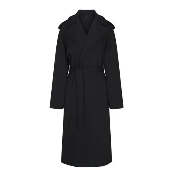 Skims Boyfriend Fleece Trench Coat in Onyx Large - Picture 3 of 5